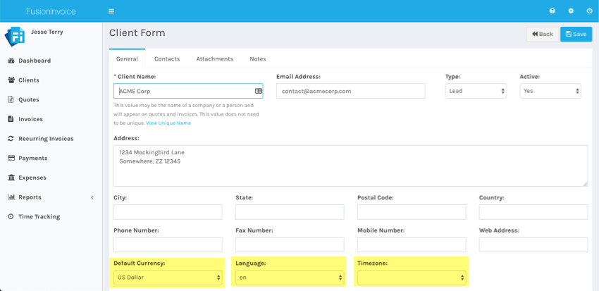 client localization settings