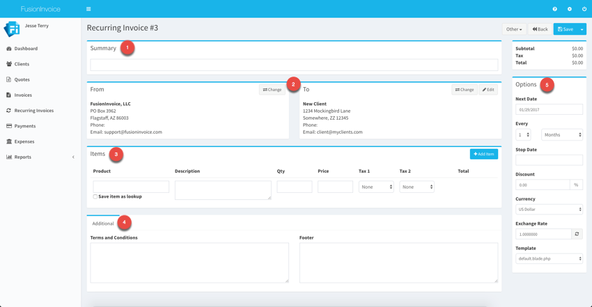 edit recurring invoice