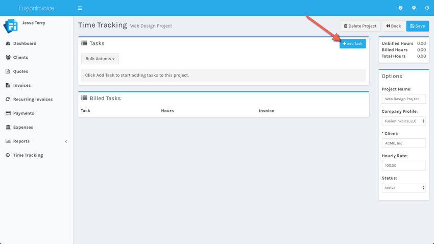 time tracking add task