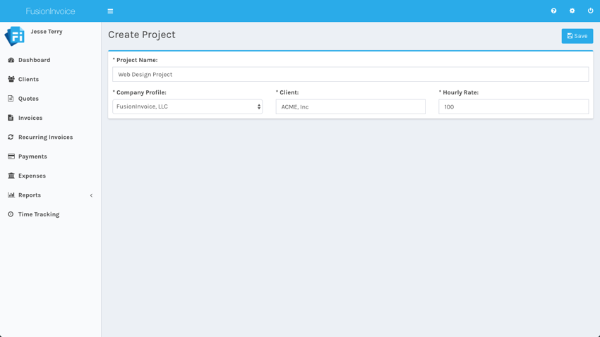 Time tracking create project 2